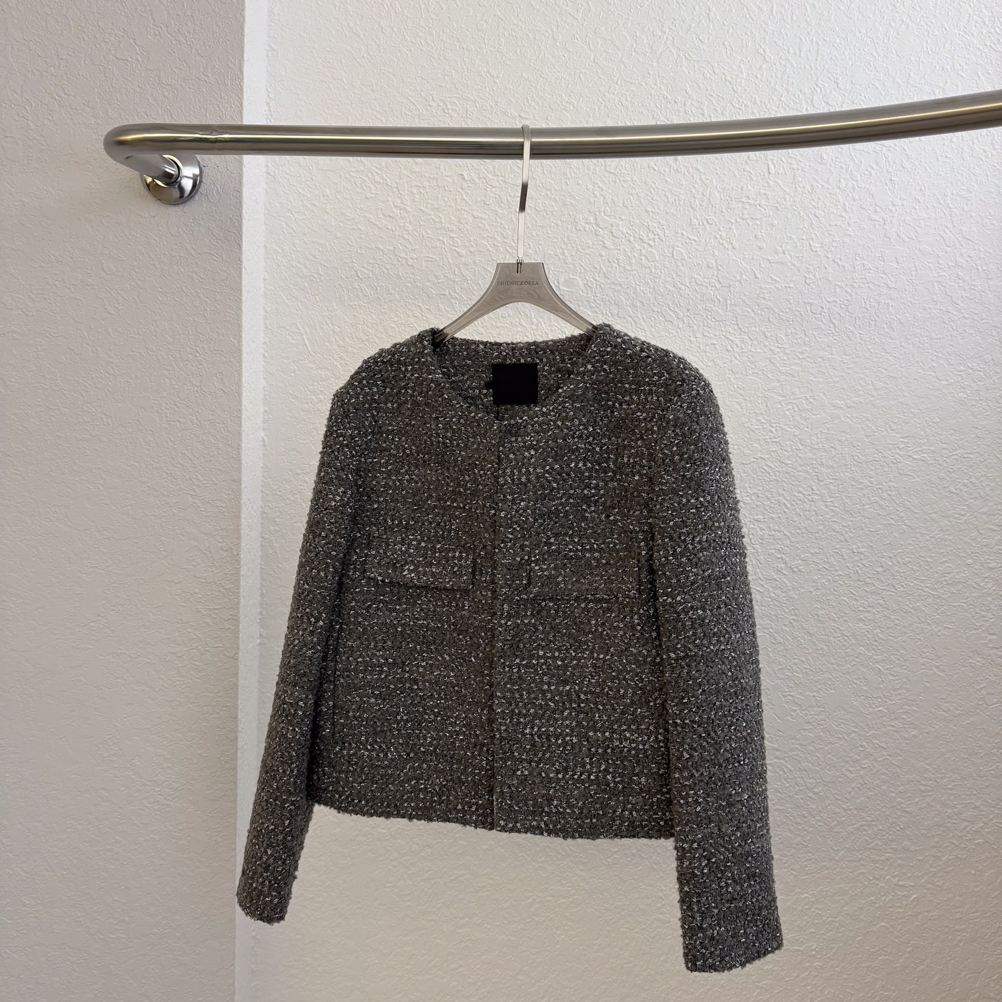 N04 低調名媛感灰閃小香外