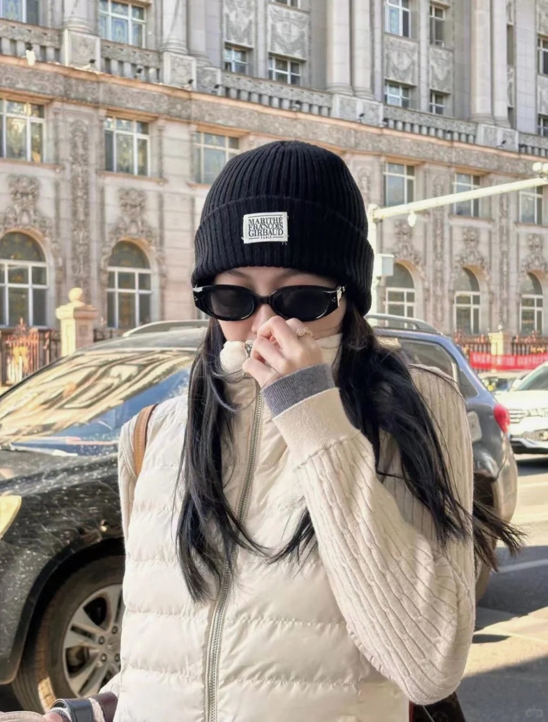 🖤韓國黑五特價MARITHE Jennie同款黑色針織毛帽