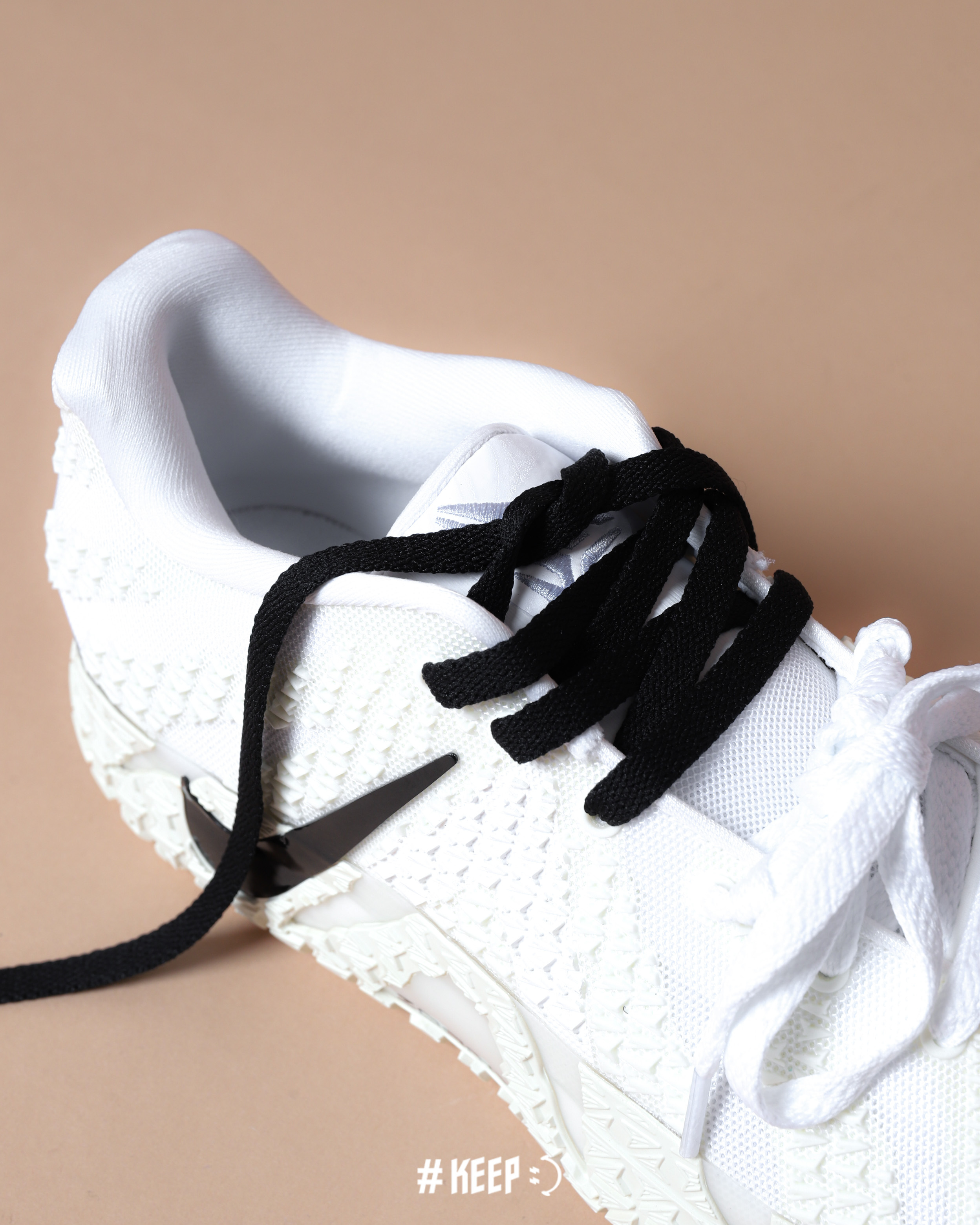 #KEEP SHOELACE 摩卡粉 黑色 扁鞋帶 JA 3 AJ1倒鉤 搭配 蝴蝶結 DIY 一組兩條 140CM 120CM【KS326】