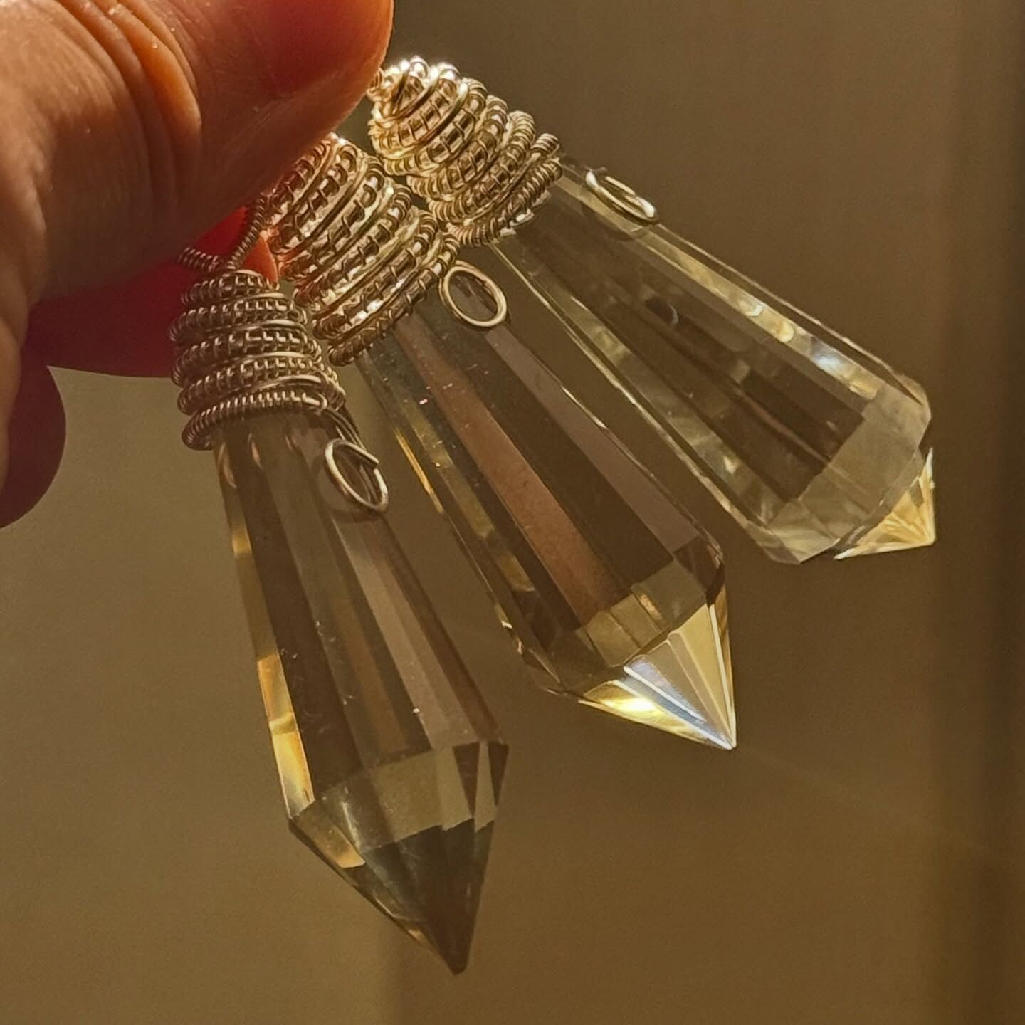 [原石] 黃水晶 靈擺 項鏈吊墜 金屬線編織手工製作