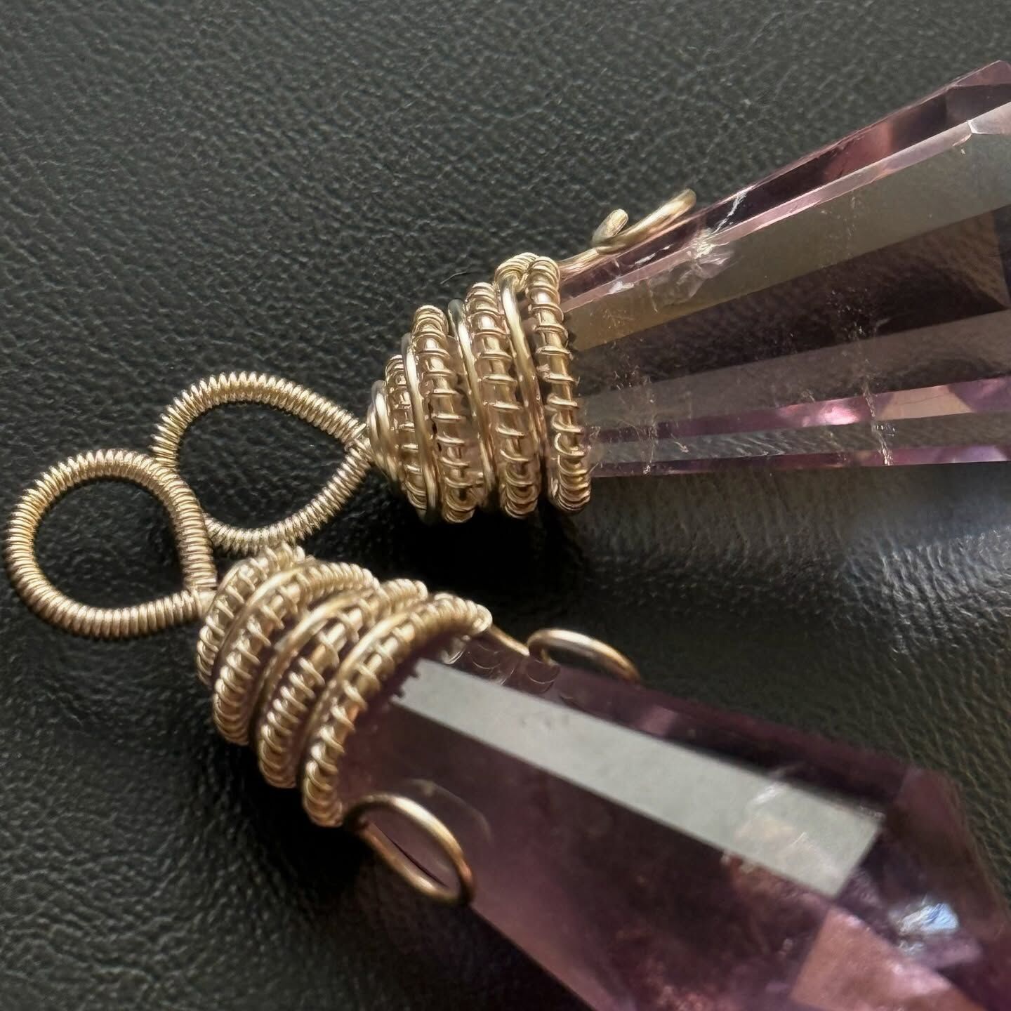 [原石] 紫水晶 靈擺 項鏈吊墜 金屬線編織手工製作