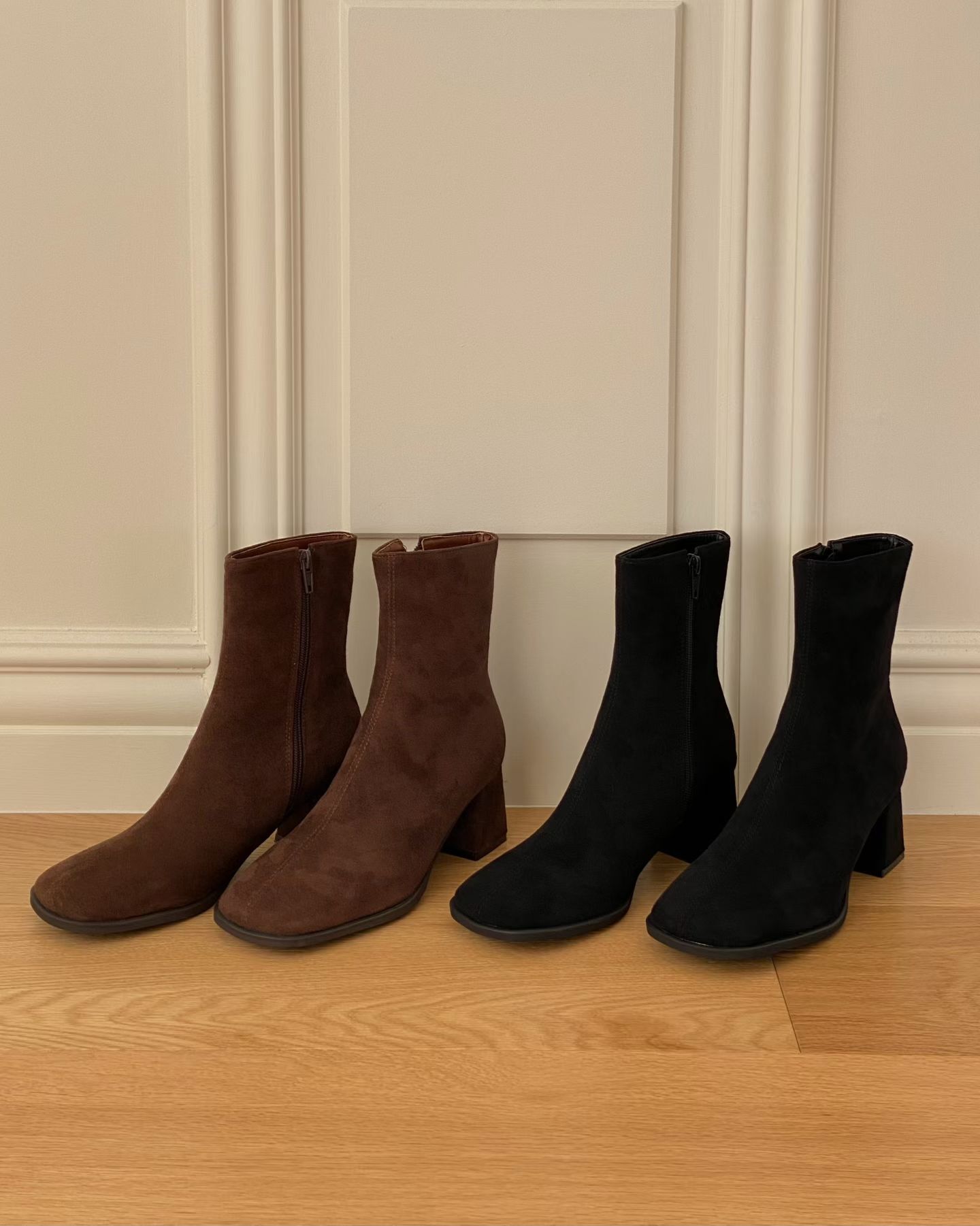 SH5230 麂皮扁頭短靴 *足碼*