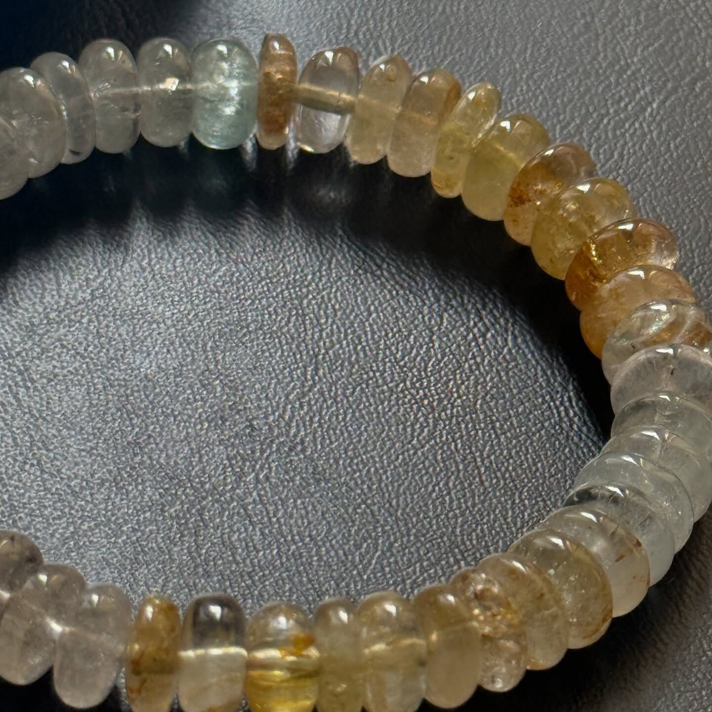 [原石] 彩托帕石 算盤珠水晶手串