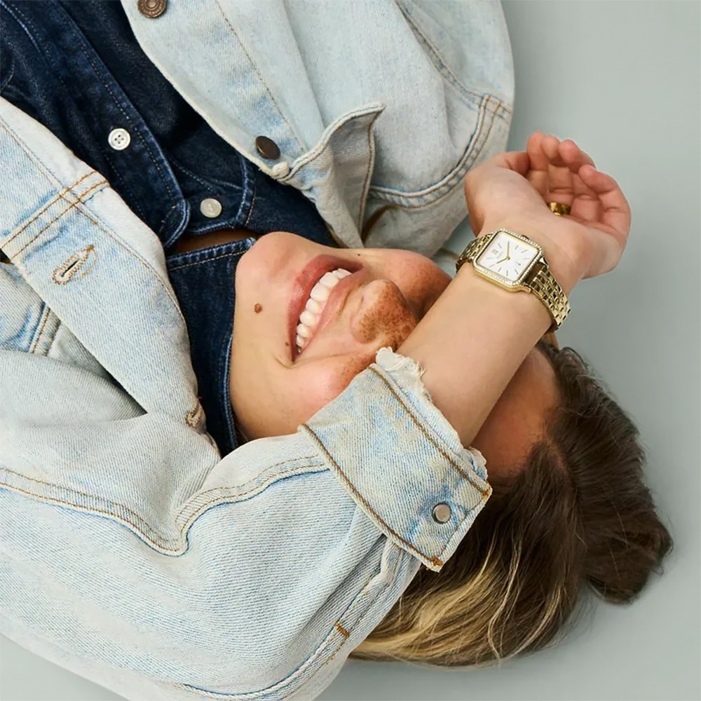 萬年鐘錶 - Fossil   Colleen 金色魅影晶鑽方形簡約不鏽鋼錶帶女錶 BQ3979 錶徑28MM