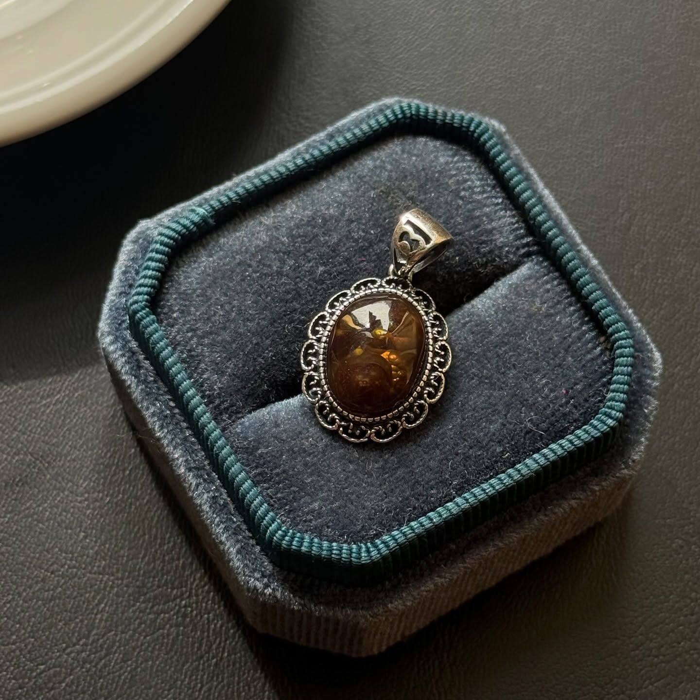 [原石] 墨西哥火瑪瑙 925銀 項鍊吊墜