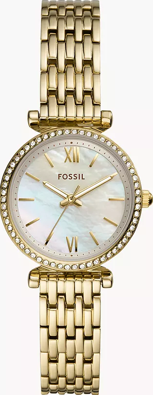 萬年鐘錶 - Fossil   Carlie Mini 大三針羅馬晶鑽女錶 ES4735  錶徑28MM