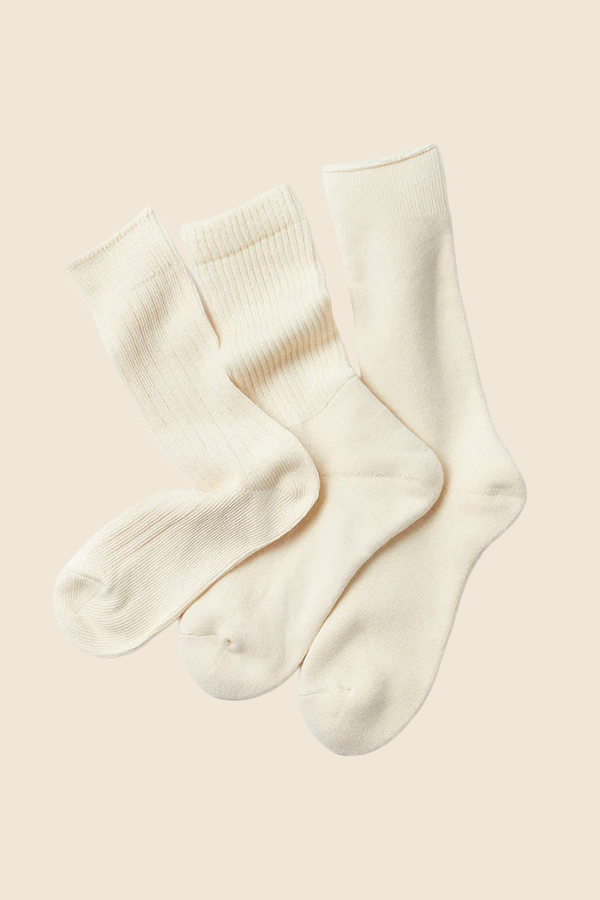ROTOTO -R1123 有機棉中筒襪 三件組（質感白）