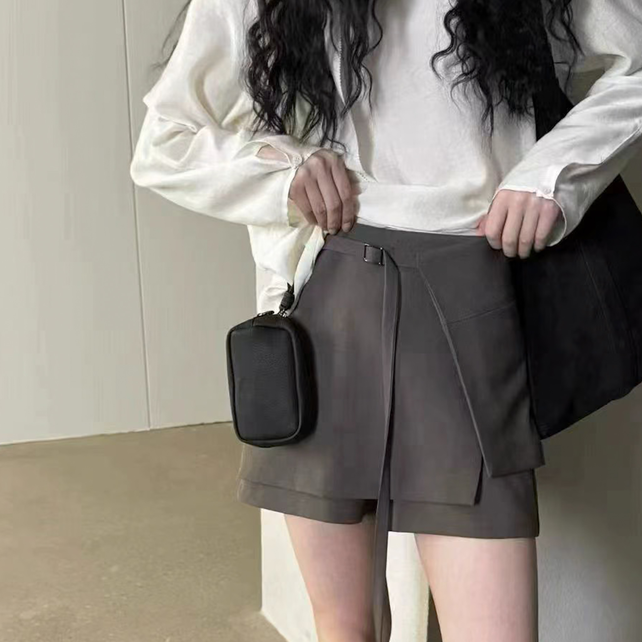 N11 設計綁帶短褲裙(咖/SM)