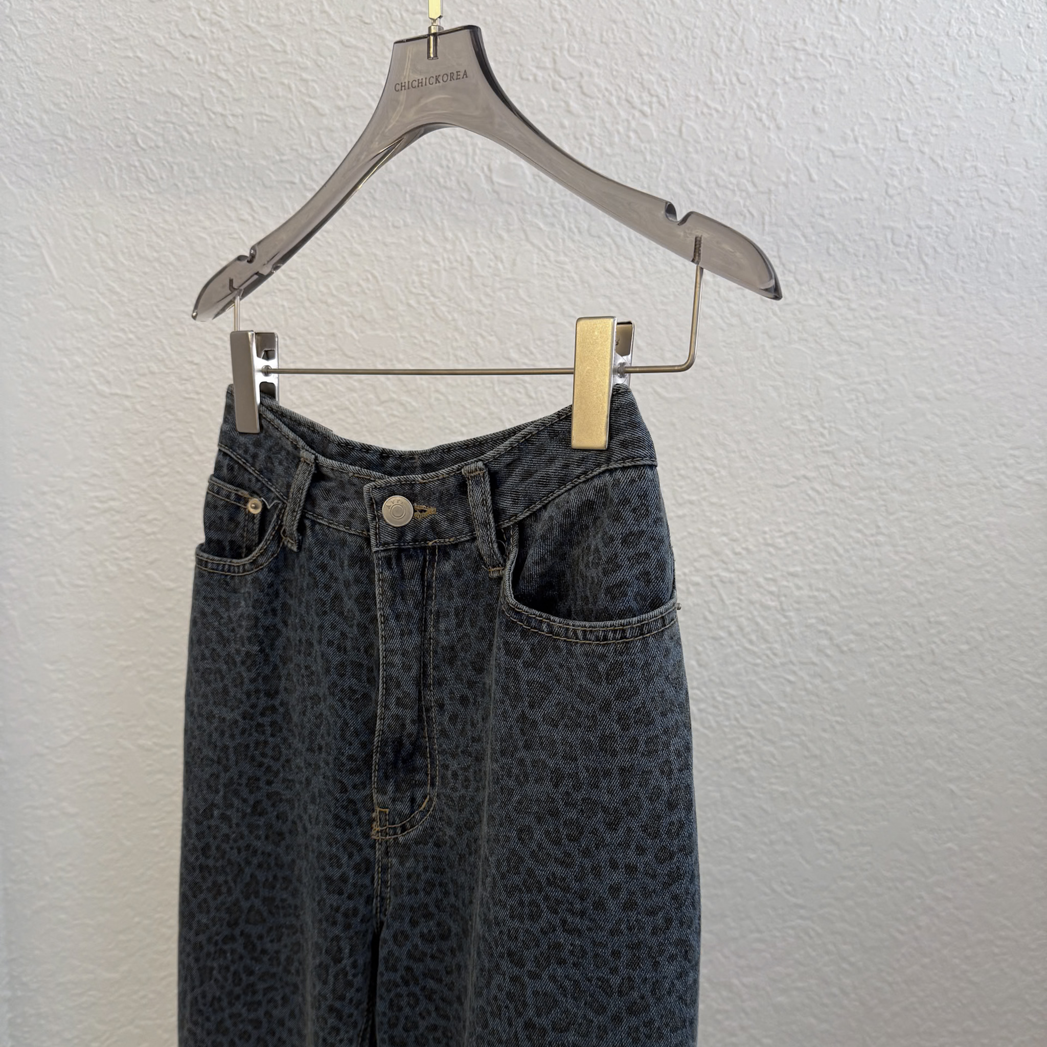 N17 高個推薦!長腿靴型藍豹紋褲(S/M)