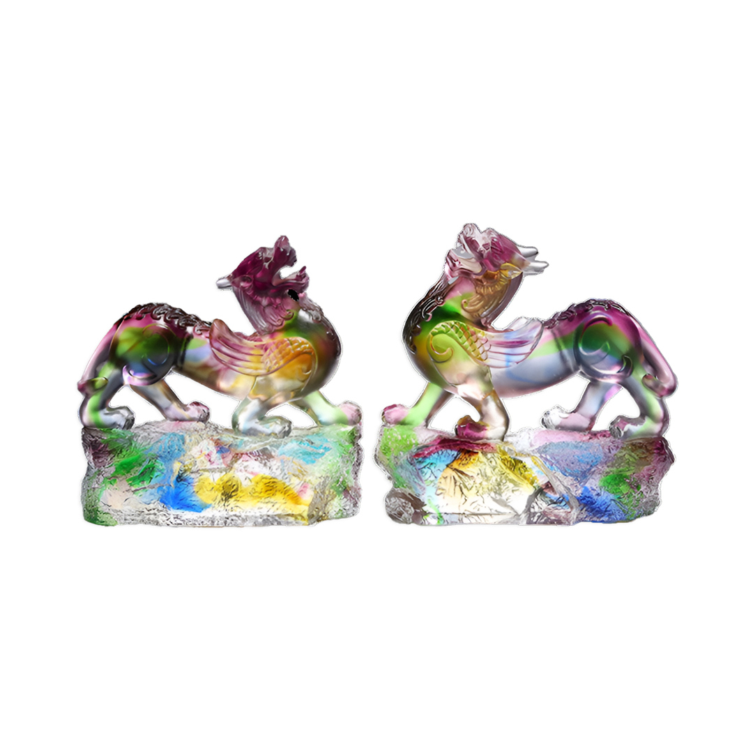 琉璃貔貅擺件｜開業送禮首選 招財鎮宅風水工藝品｜送水晶座