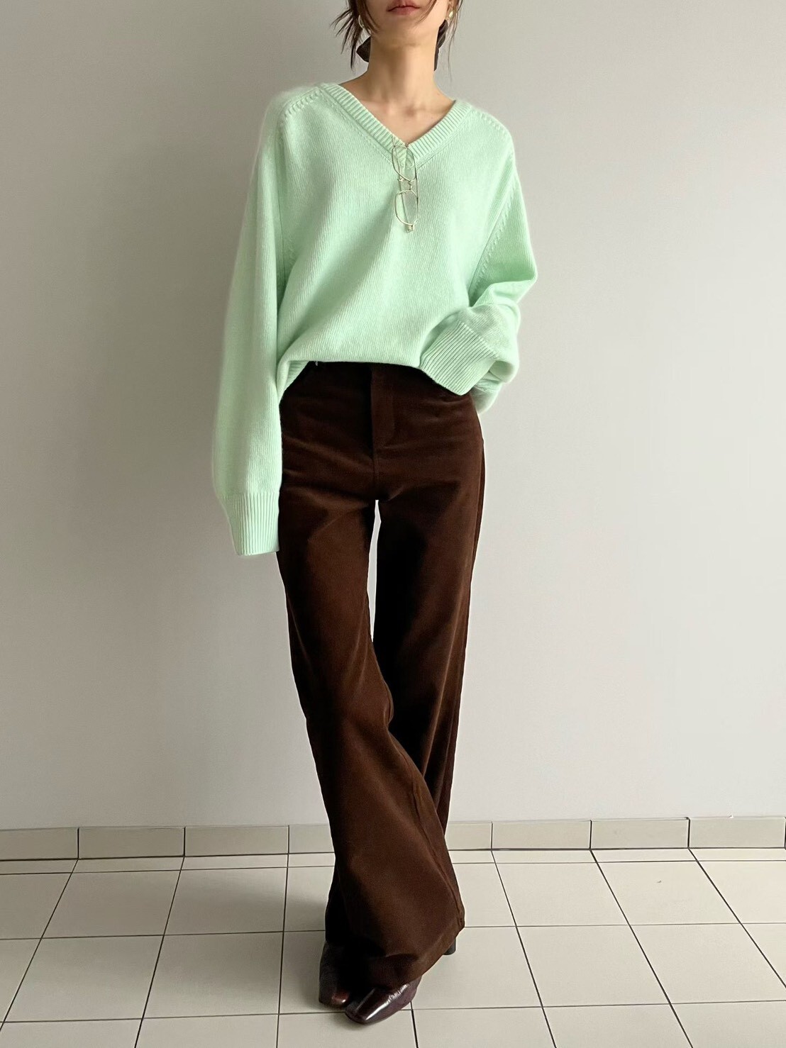 燈芯絨顯瘦直筒褲