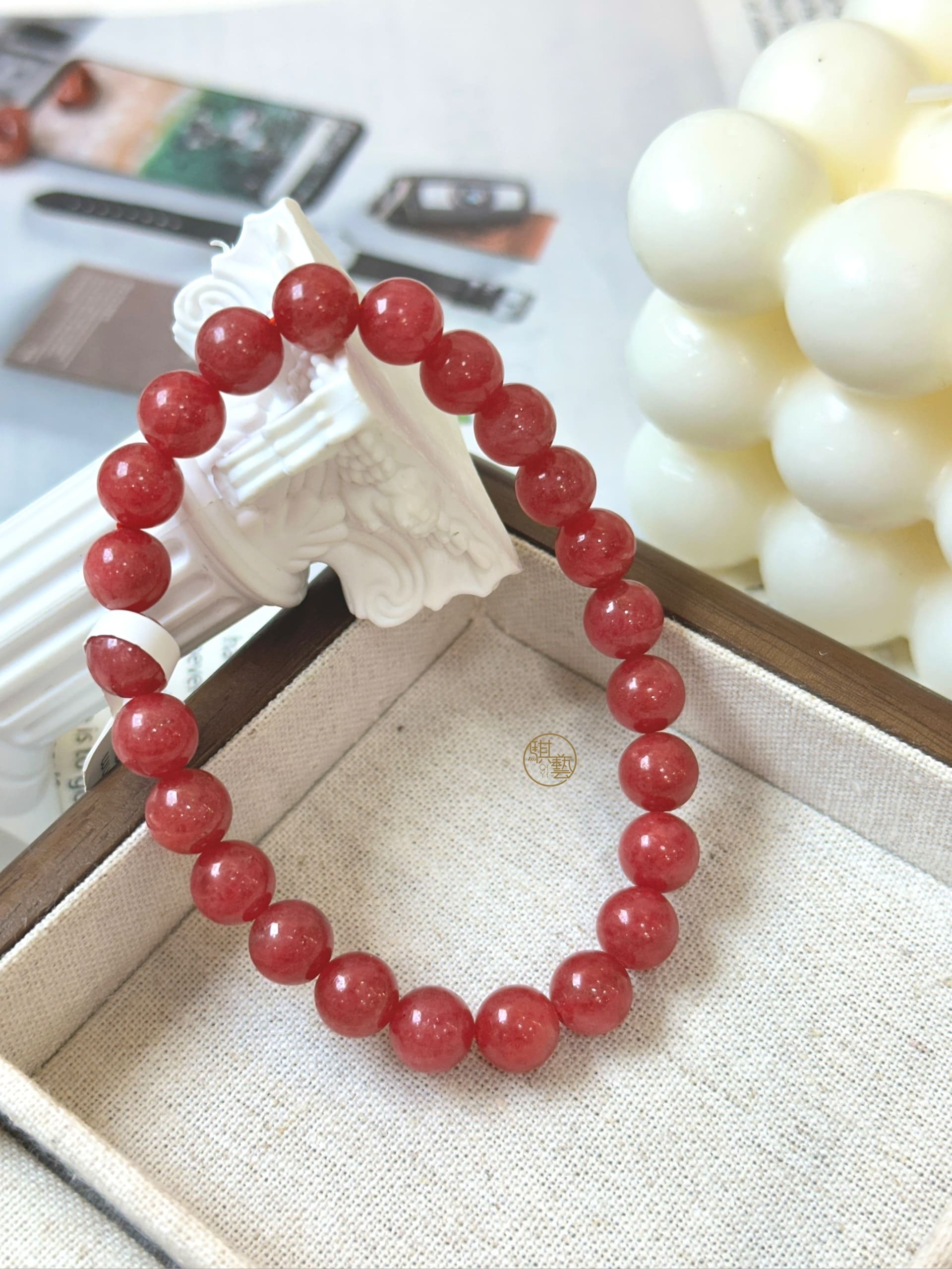 高品薔薇輝石手串 8mm｜增進愛情・情緒療癒・心靈平衡｜天然礦石手鍊