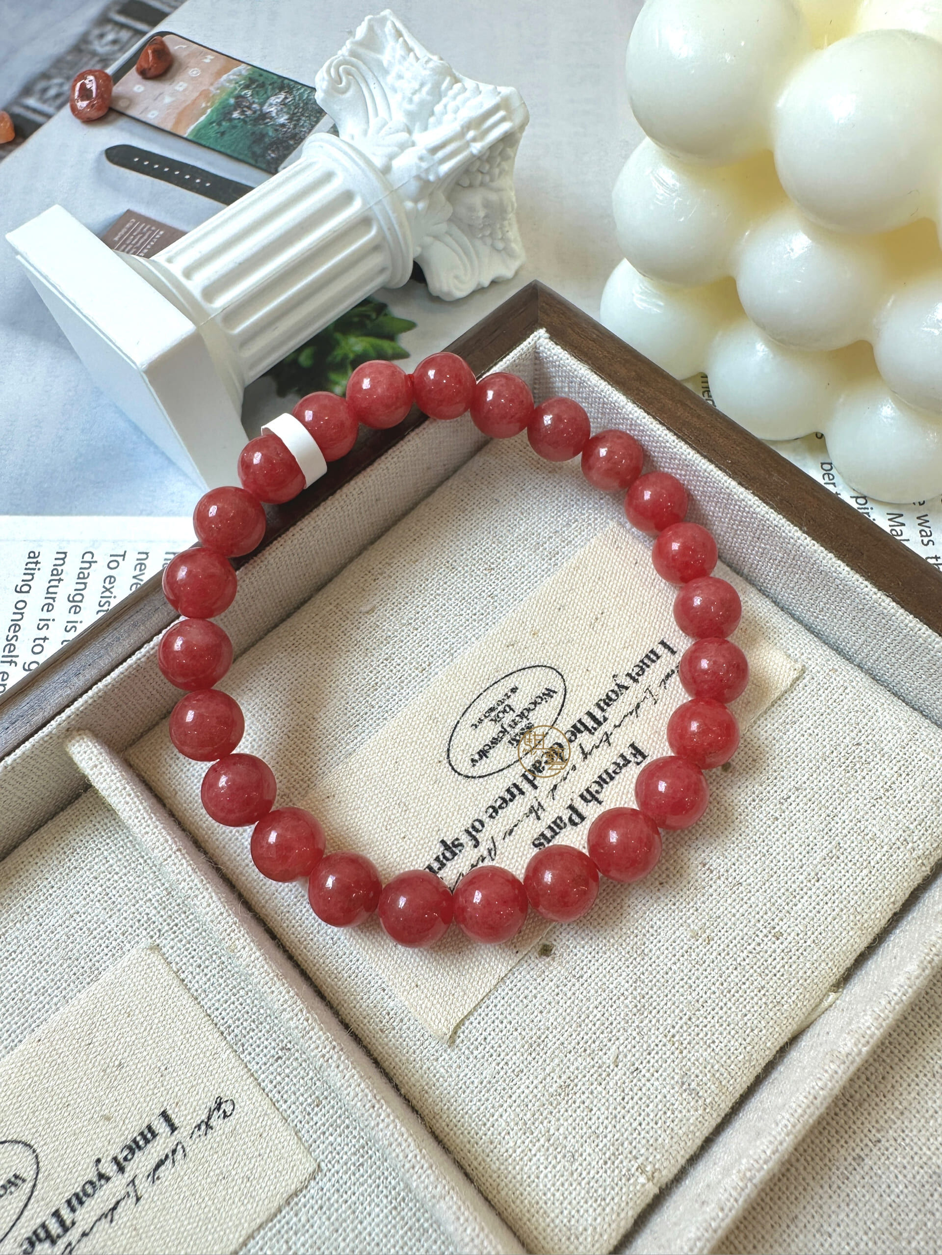 高品薔薇輝石手串 8mm｜增進愛情・情緒療癒・心靈平衡｜天然礦石手鍊