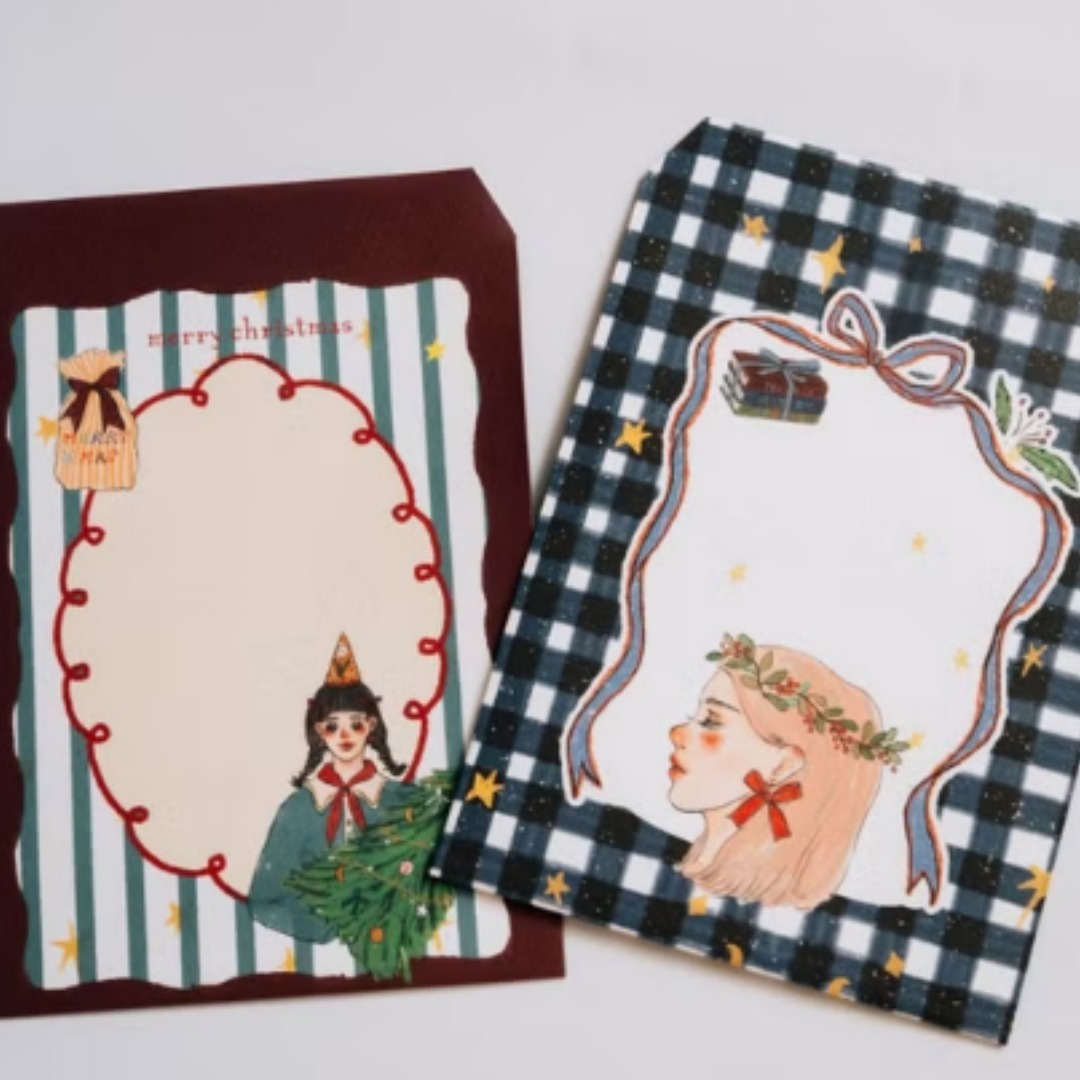 聖誕信封組 聖誕樹與花圈 每款各四個 共8入｜甜蜜生活 La Dolce Vita 台灣