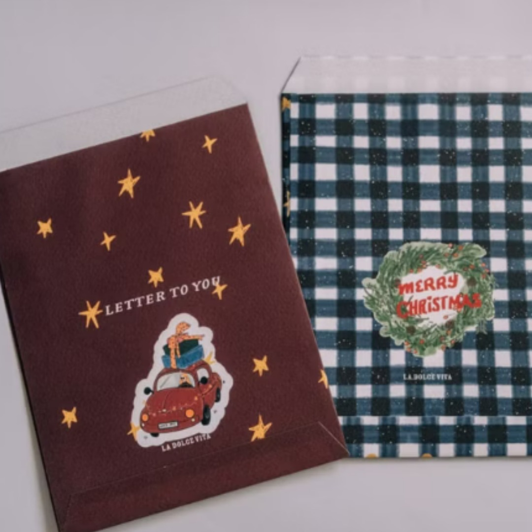 聖誕信封組 聖誕樹與花圈 每款各四個 共8入｜甜蜜生活 La Dolce Vita 台灣