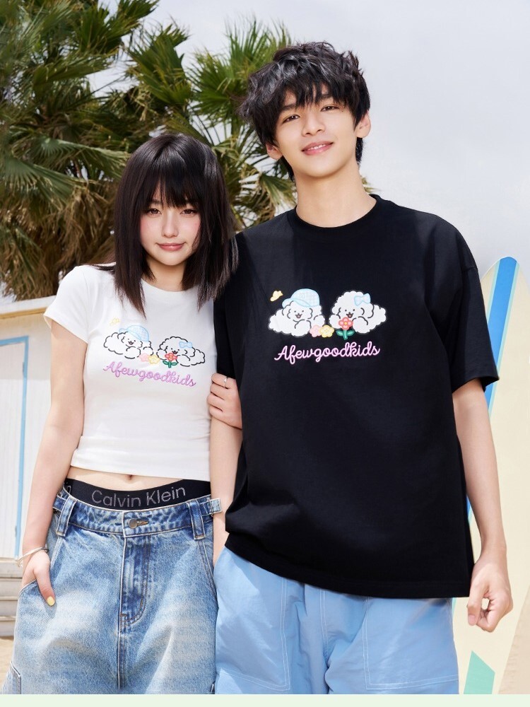 AFGK x Tombonia  賞花小狗刺繡 短袖T A FEW GOOD KIDS