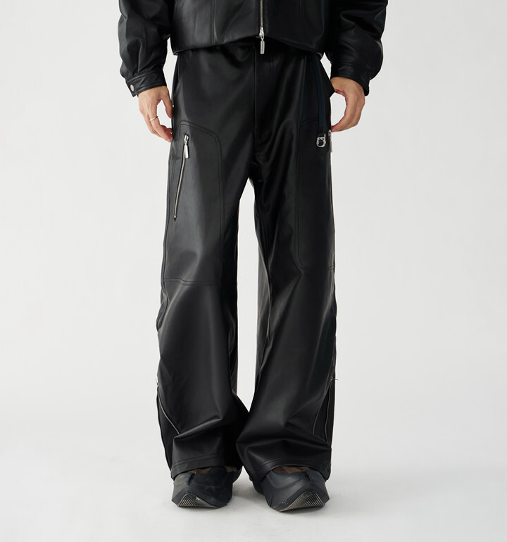 MELSIGN x plain-me 俐落拉鍊皮褲 聯名款 黑 25 A/W On Duty Faux-Leather Pants