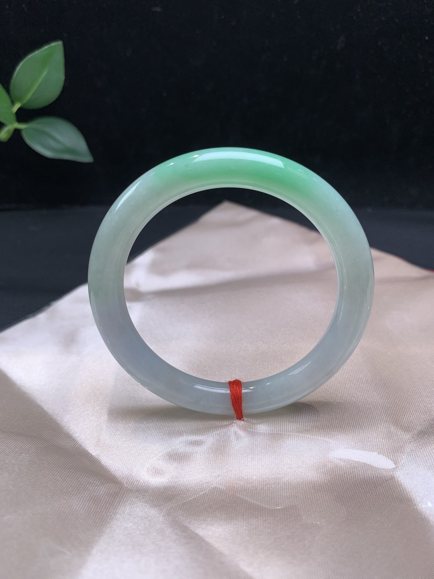 1110332 52.7mm翡翠飄綠圓條手鐲 (52-54)