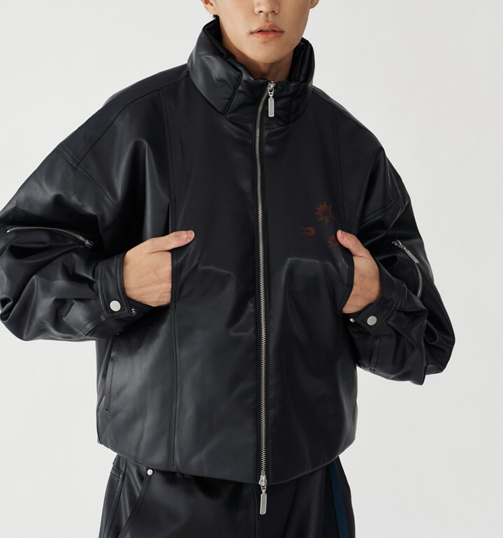 MELSIGN x plain-me 立領防風皮外套 黑 25 A/W On Duty Faux-Leather Jacket