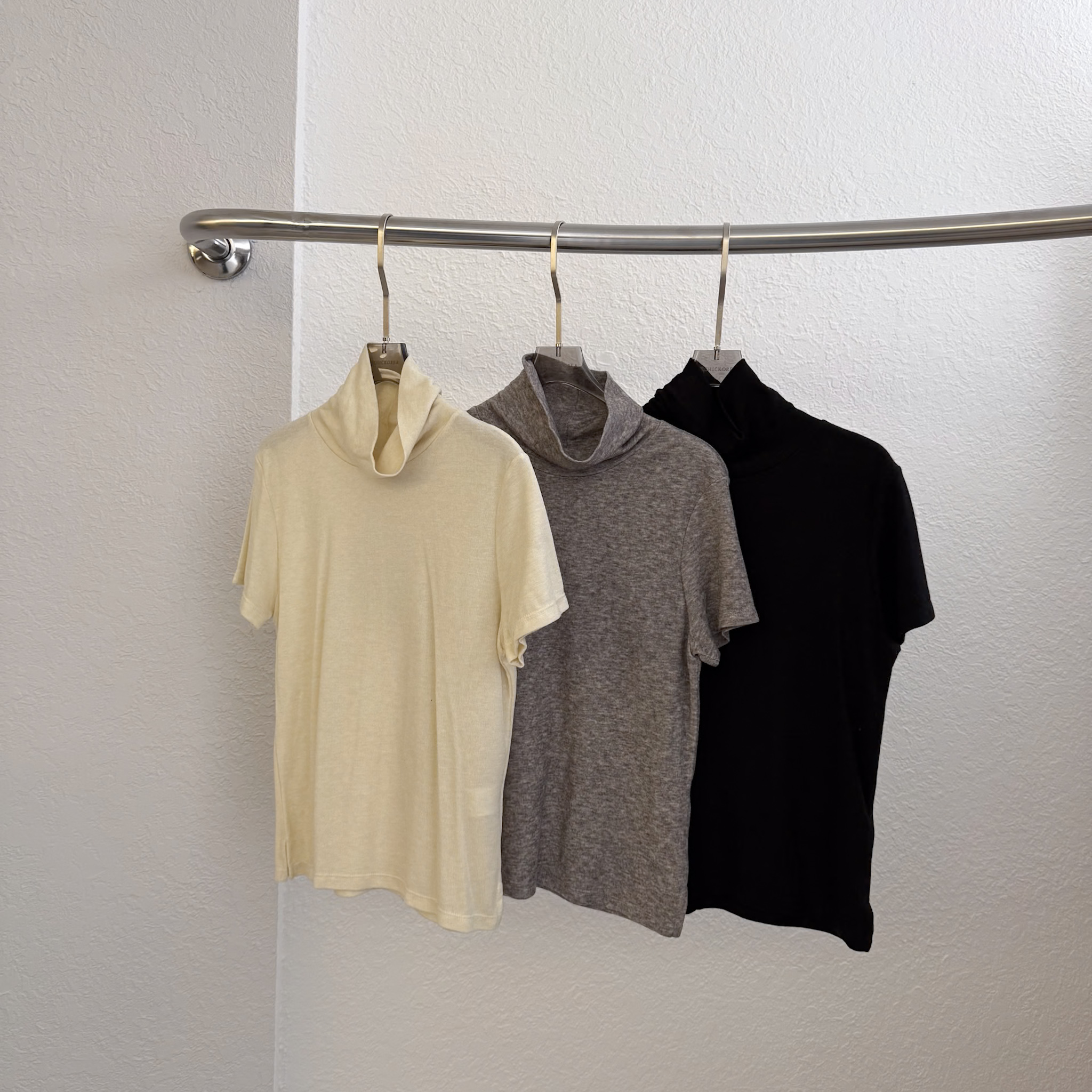 N25 天絲羊毛立領基礎日常T(奶白/混灰/黑)