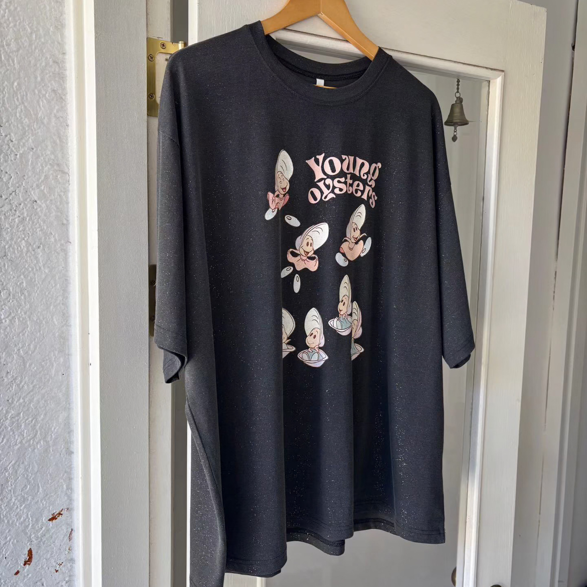 N26 細閃可愛貝殼寶寶寬版T(墨)