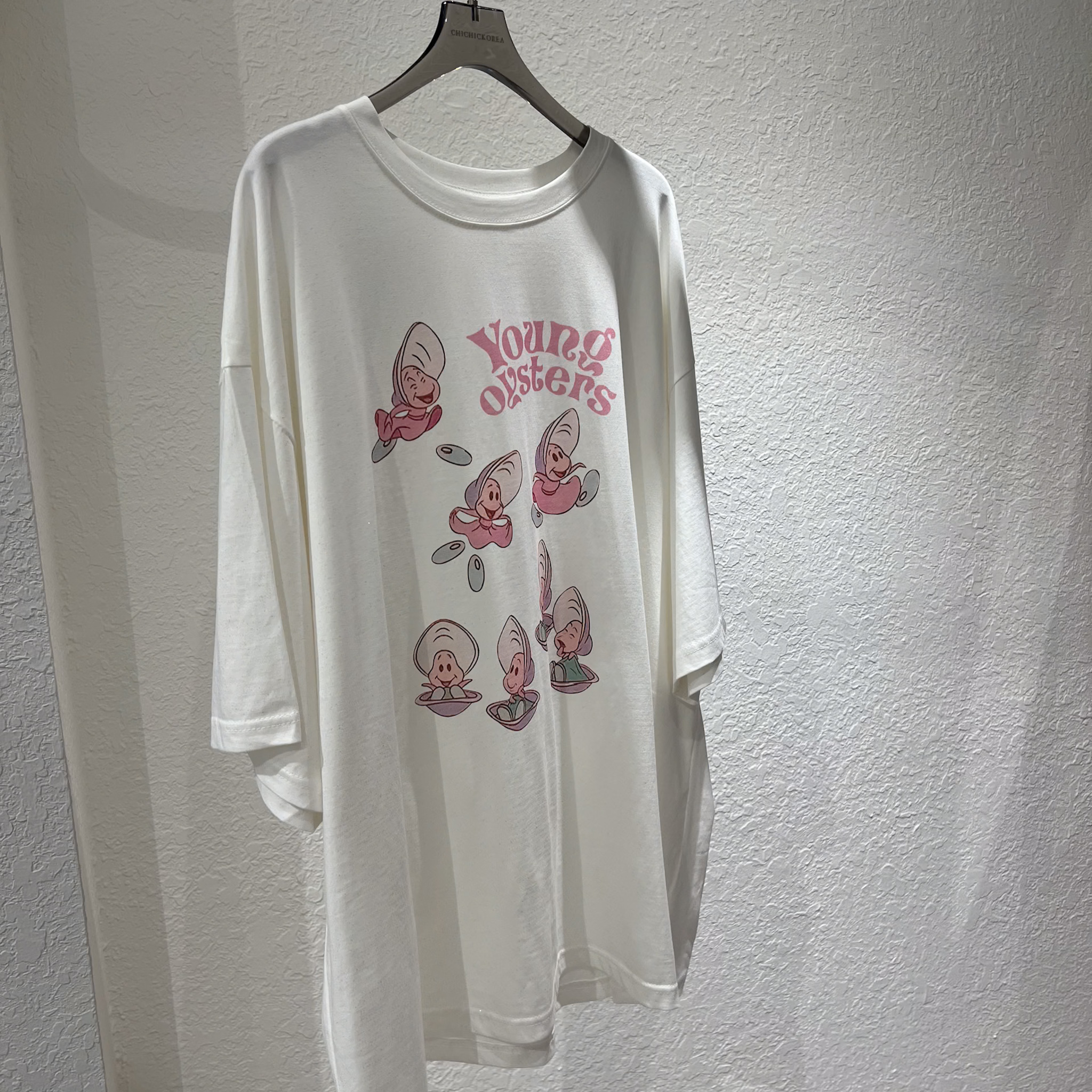 N26 細閃可愛貝殼寶寶寬版T(白)