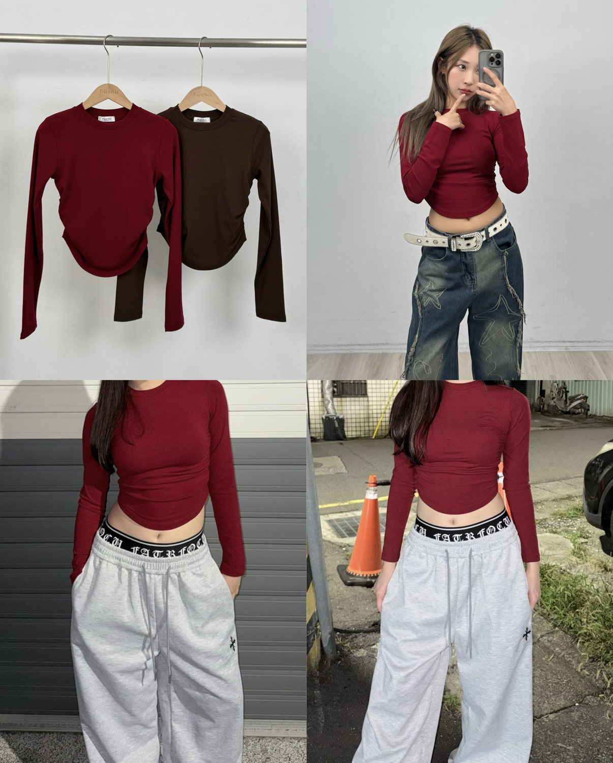 F01 品牌自訂 圓領/高領側抓皺上衣