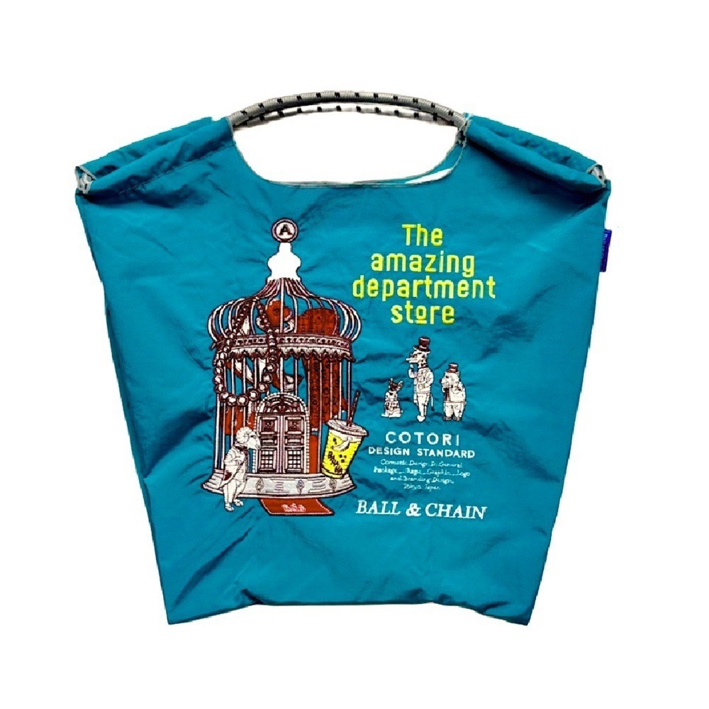 Ball＆Chain 刺繡環保購物袋 M號 - 藍 (32100288)