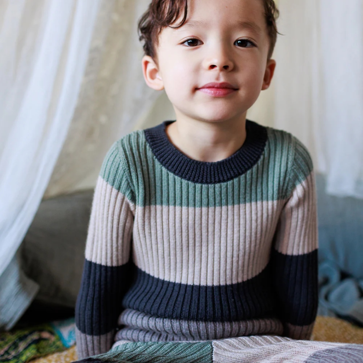 MABLI 莫蘭迪條紋針織上衣 TRAPEZE SKINNY RIB - ALPINE