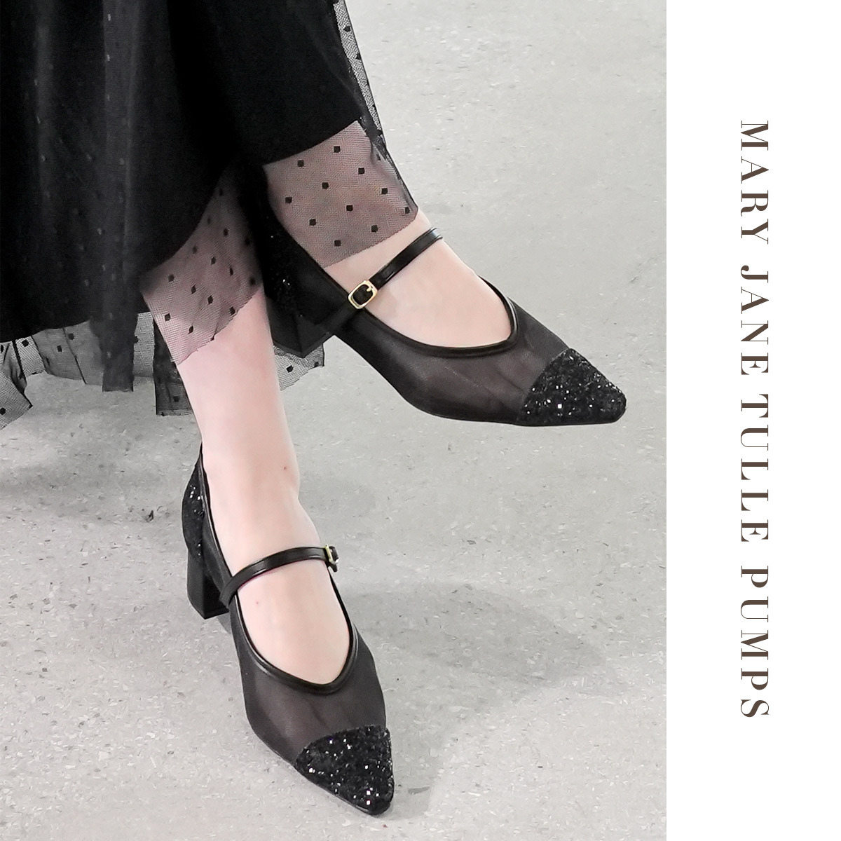 仙女風格 薄紗單帶瑪莉珍鞋【SY032】