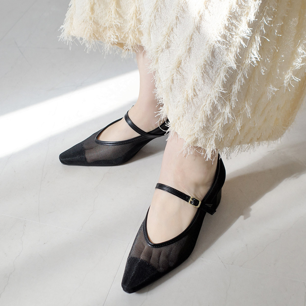 仙女風格 薄紗單帶瑪莉珍鞋【SY032】