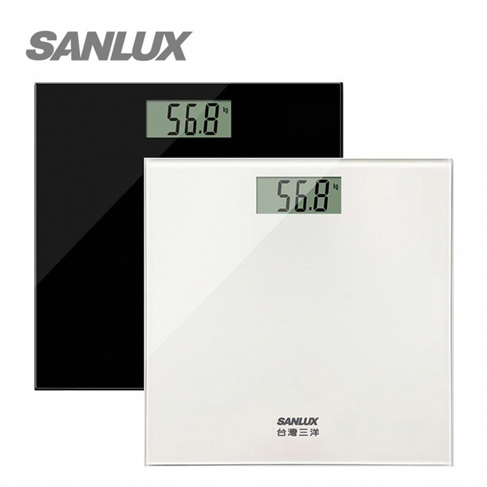 【台灣三洋】 SANLUX 數位家用電子體重計 - 黑  / 白  ( 化玻璃秤面 LCD體重顯示 )