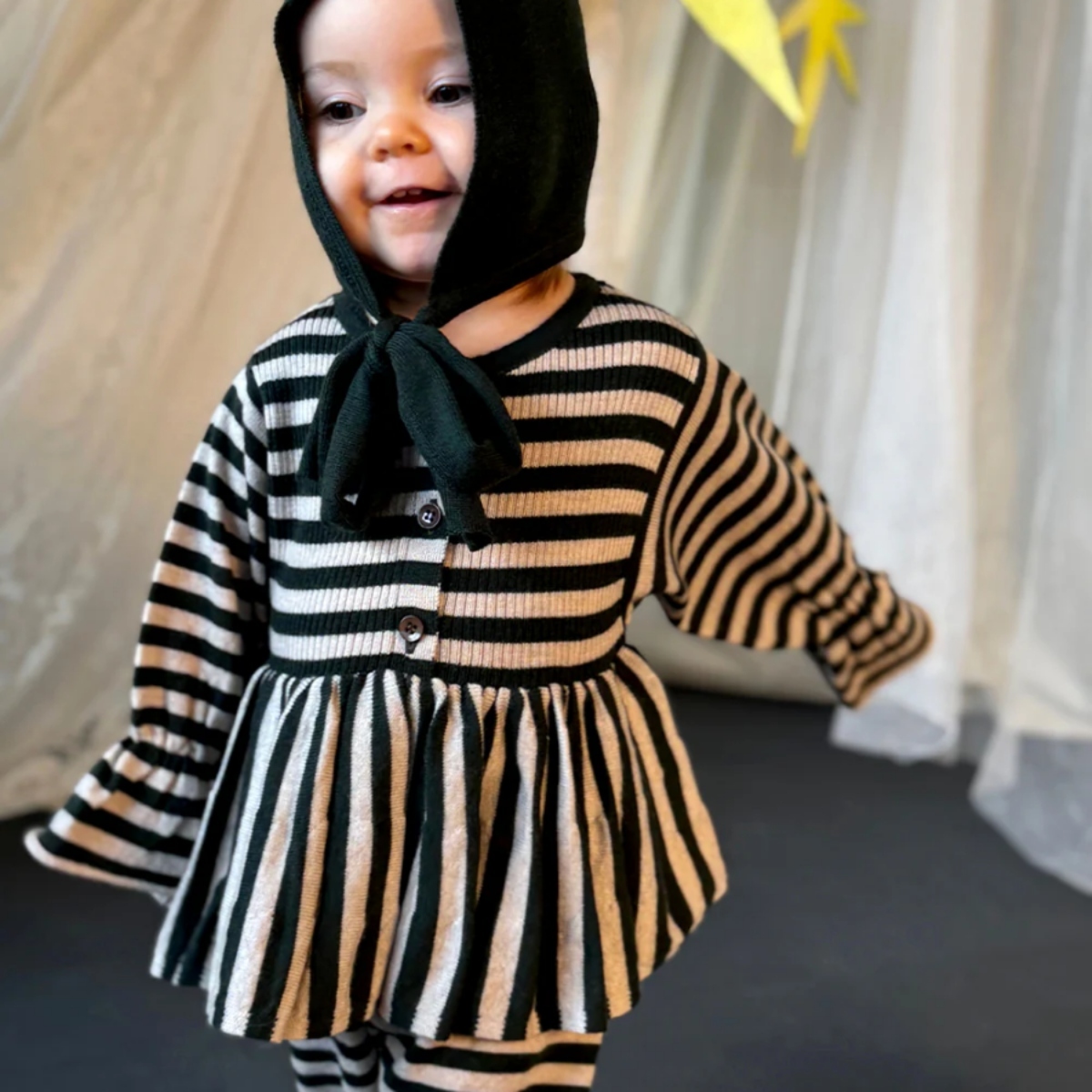 MABLI 假兩件蓬蓬裙連身褲 STEVIE ROMPER - IVY STRIPE