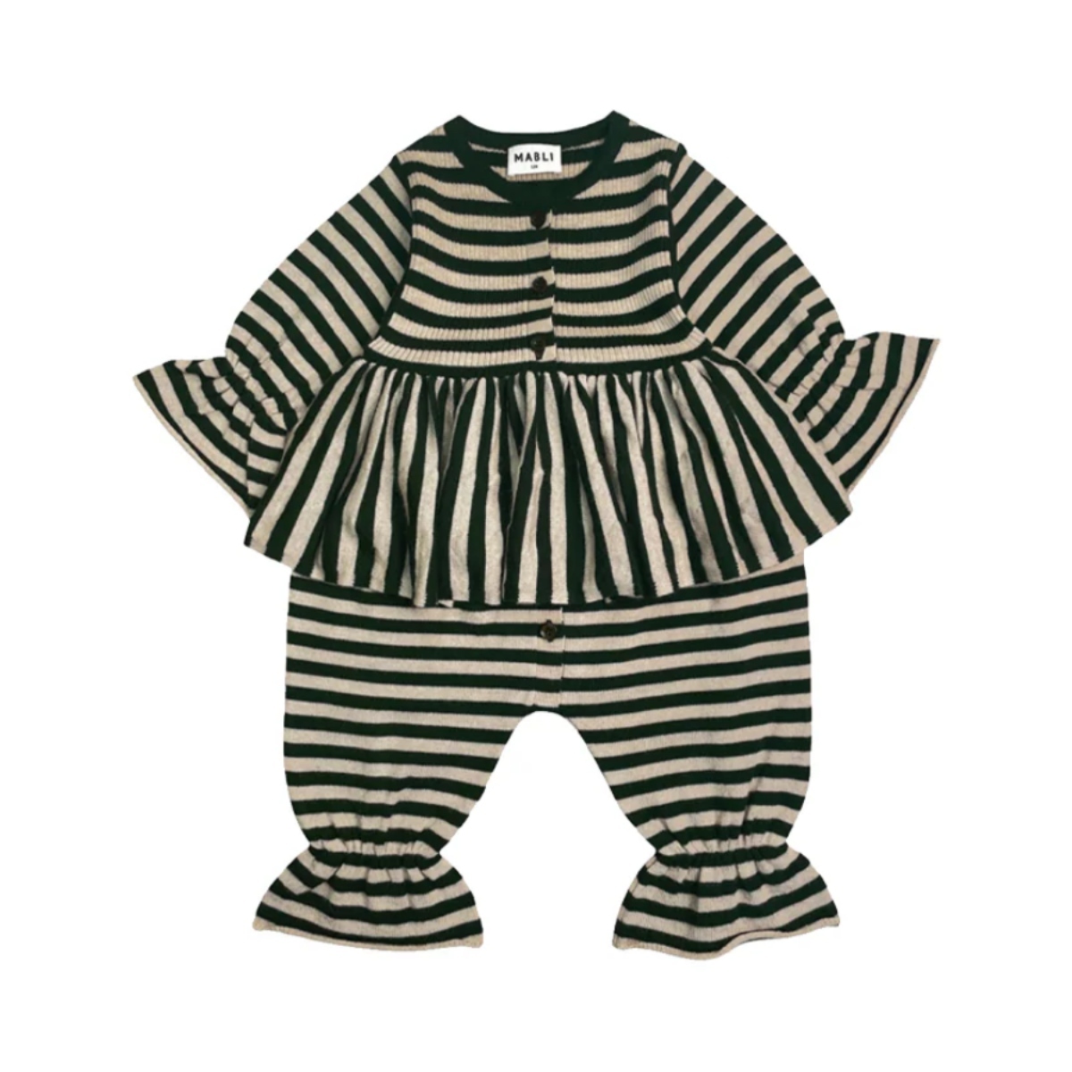 MABLI 假兩件蓬蓬裙連身褲 STEVIE ROMPER - IVY STRIPE