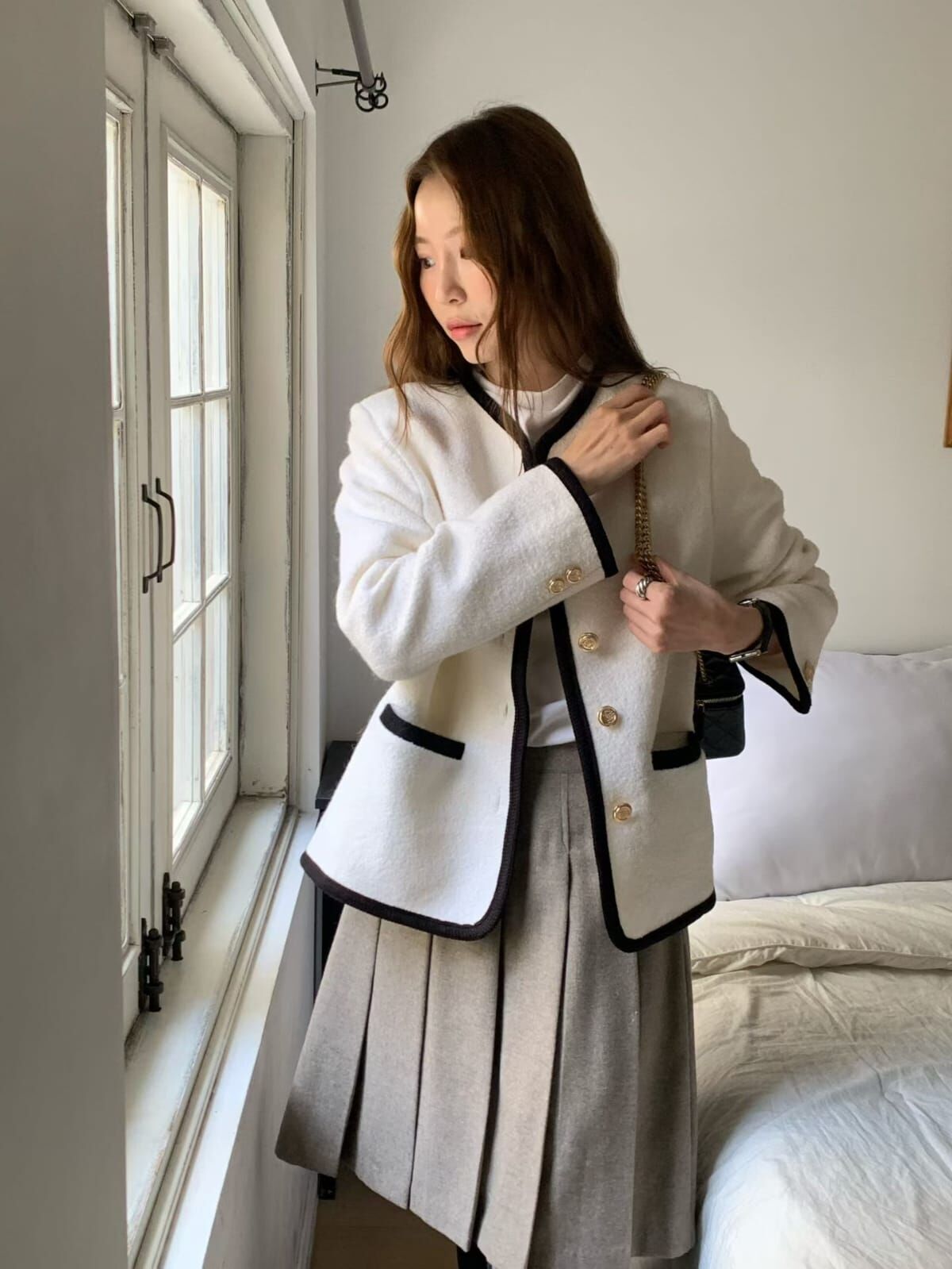 MN5231 法式名媛小香滾邊外套