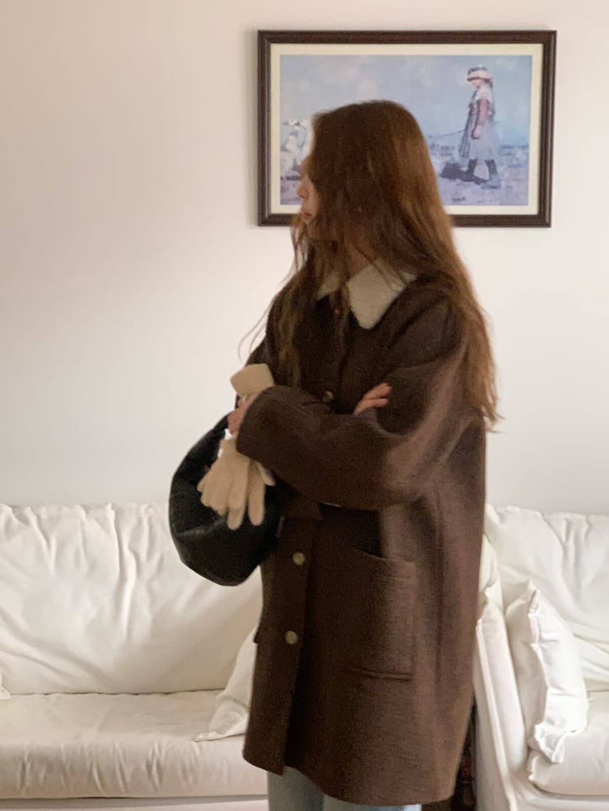 MN5232 高檔小香風撞色翻領羊毛大衣