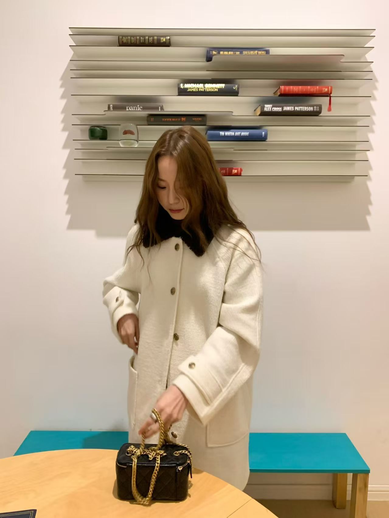 MN5232 高檔小香風撞色翻領羊毛大衣