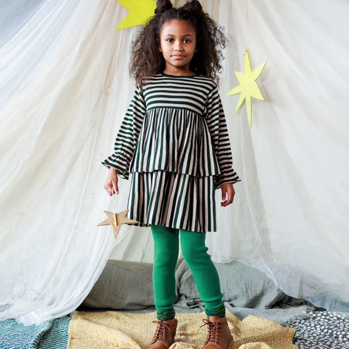 MABLI 雙層裙襬洋裝 STEVIE DRESS - IVY STRIPE