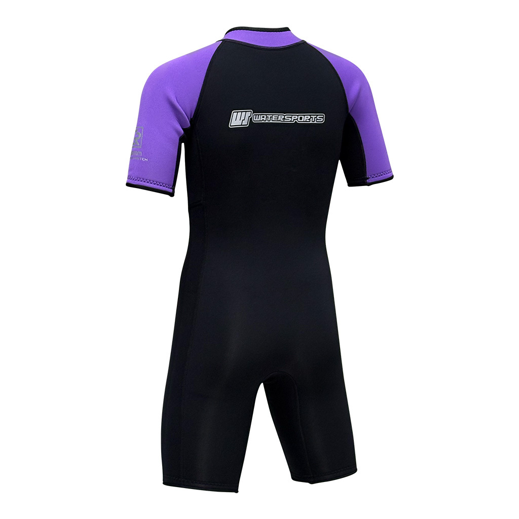 3.5mm 兒童 CR 絨毛內裡游泳連身保暖衣 - 紫/黑
