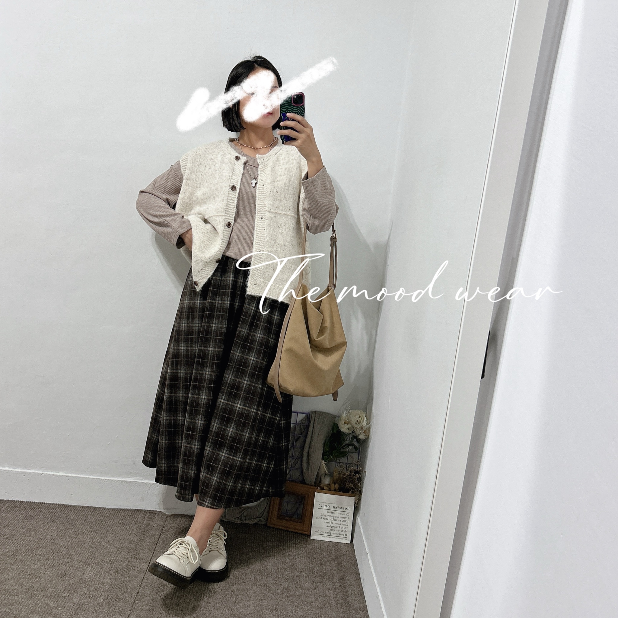 微胖穿搭韓系混織背心罩衫 毛衣背心