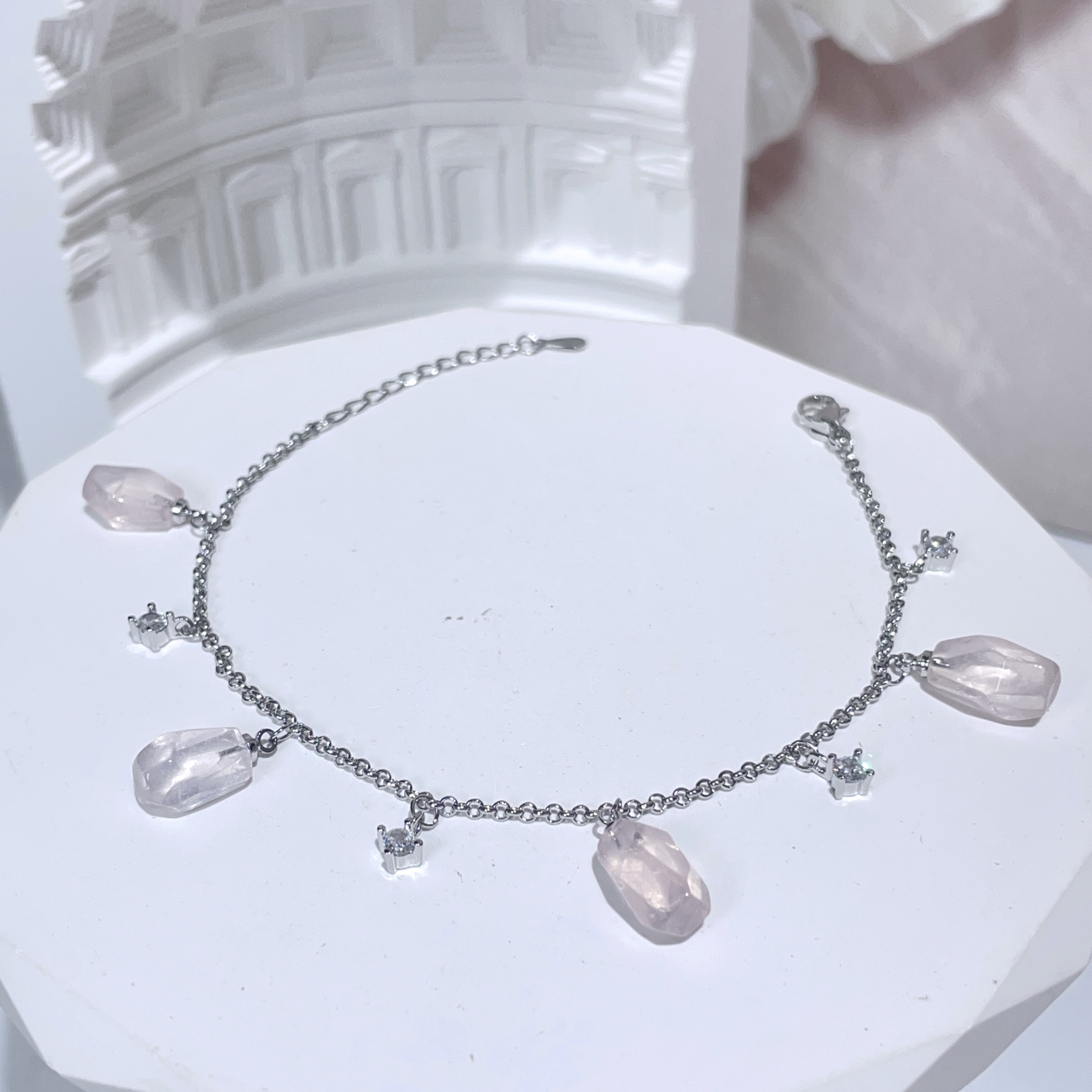 粉晶隨形滿天星手串鏈 17-20cm