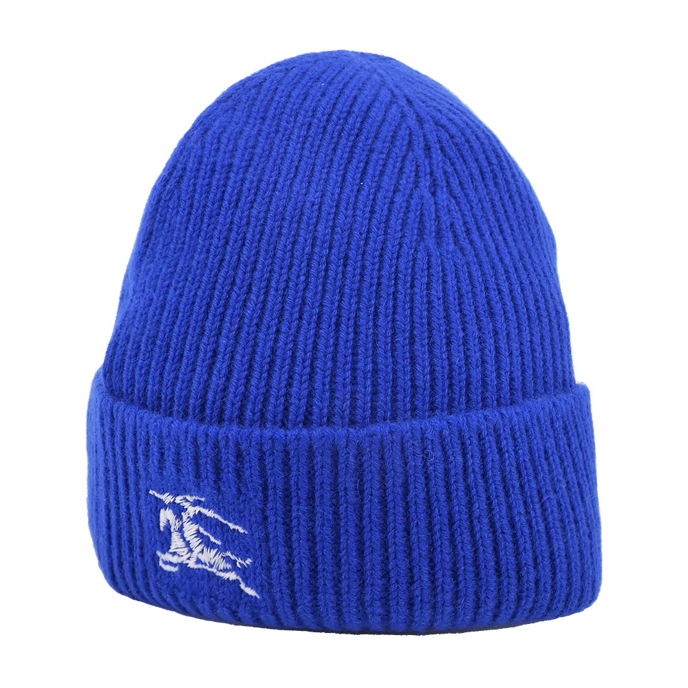 【JS’Maxx】BURBERRY 羅紋羊絨針織毛帽(騎士藍)