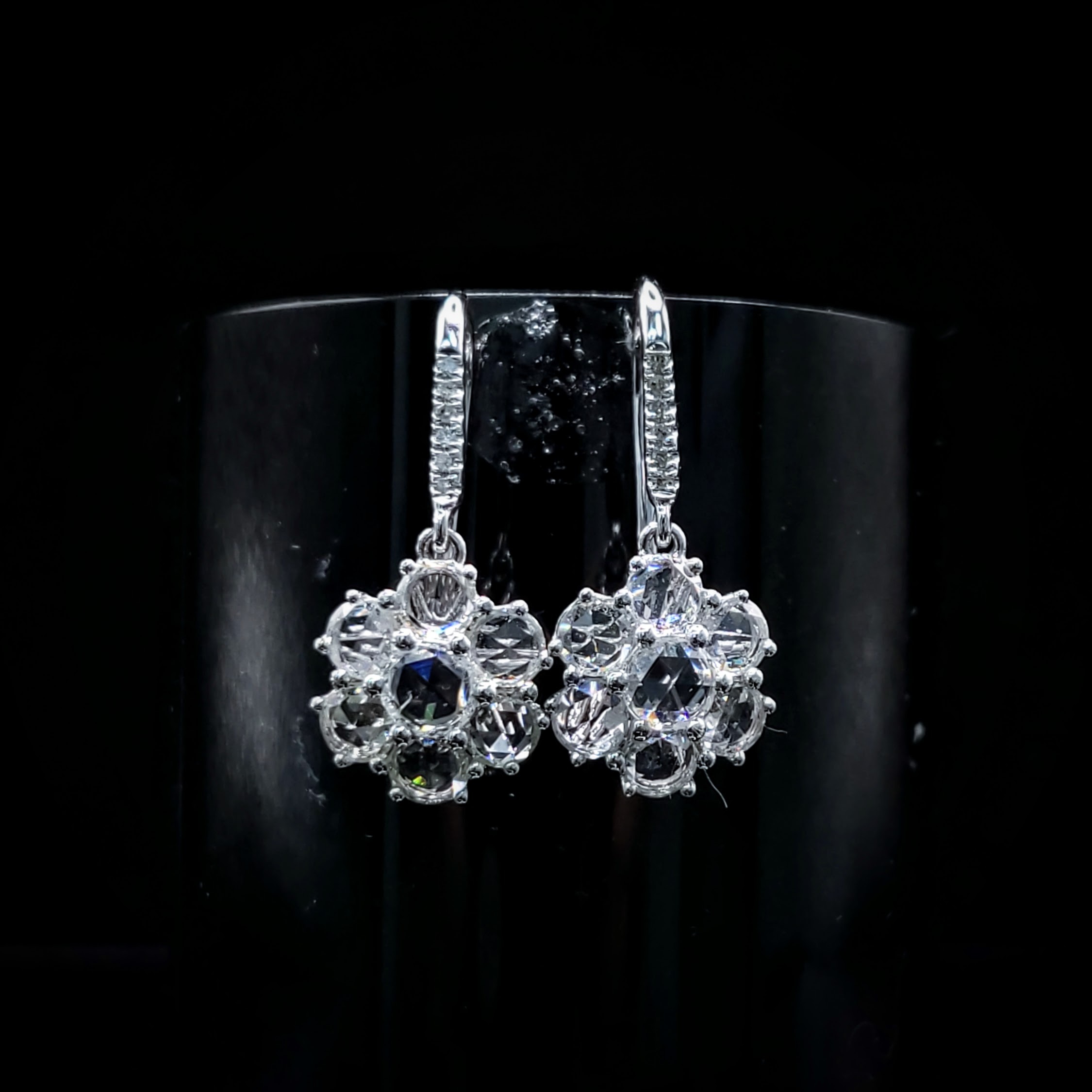 全新18K白金1卡43份鑽石吊耳環