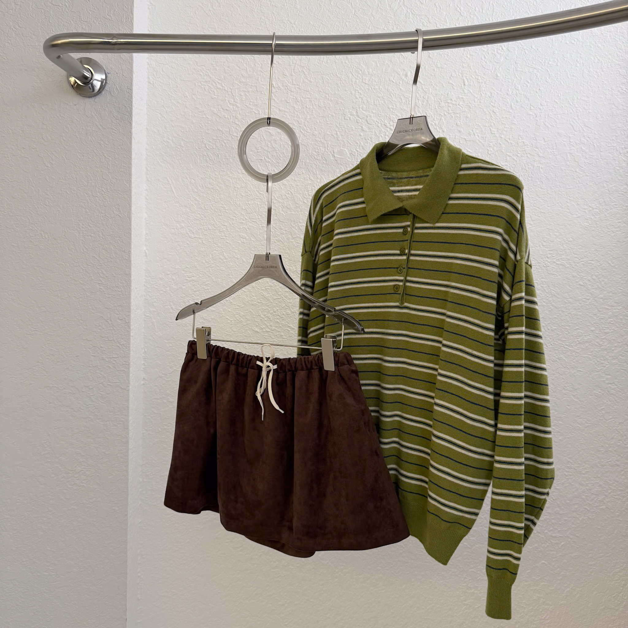 N33 綠條紋POLO羊毛針織衣