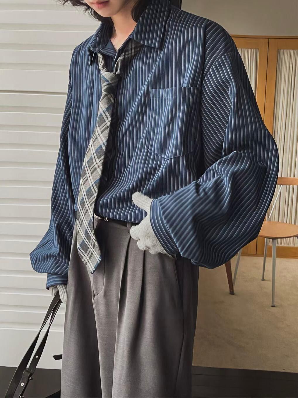 直紋長袖恤衫 S2474