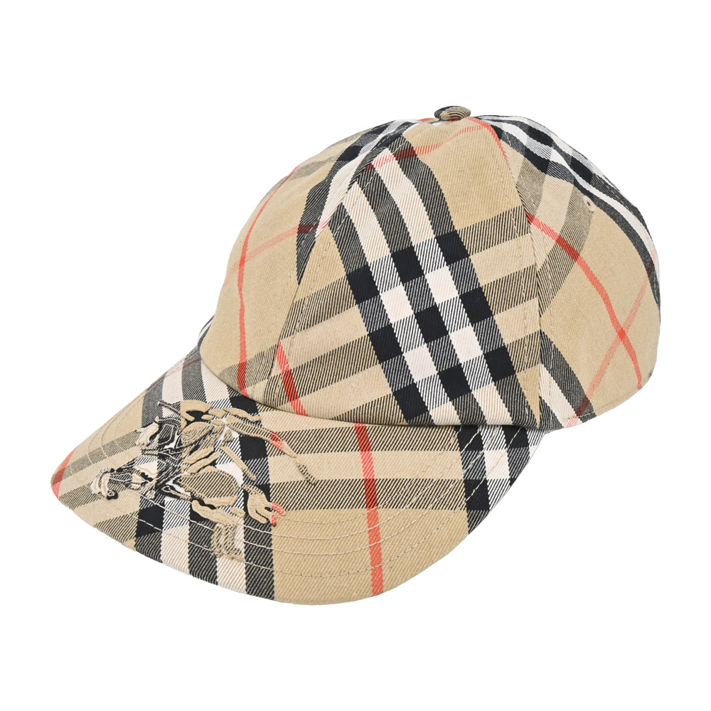 【JS’Maxx】BURBERRY格紋騎士標誌棉質混紡棒球帽(沙色-S/M/L)
