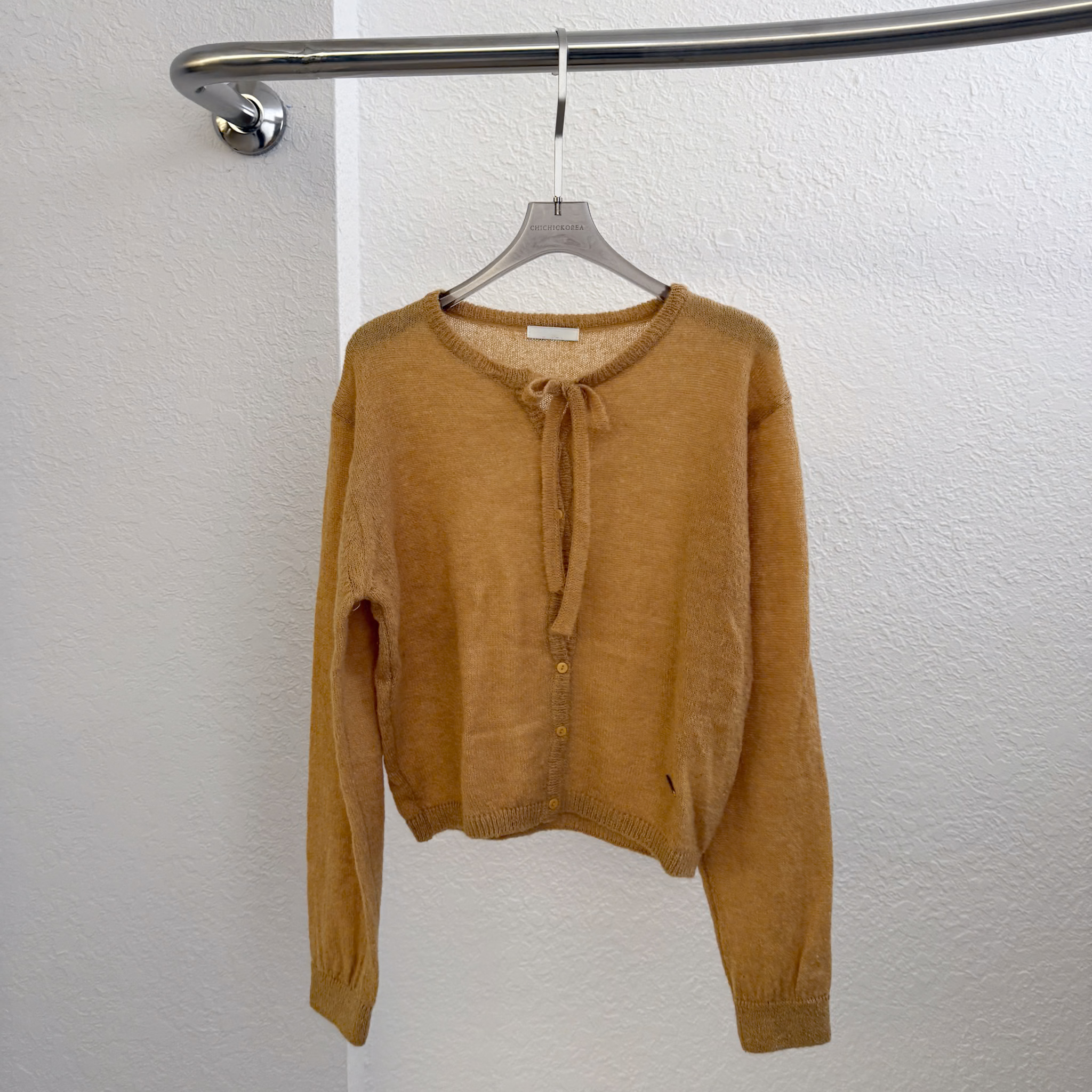 N35 側邊小金屬標綁帶羊毛針織衫(黃)