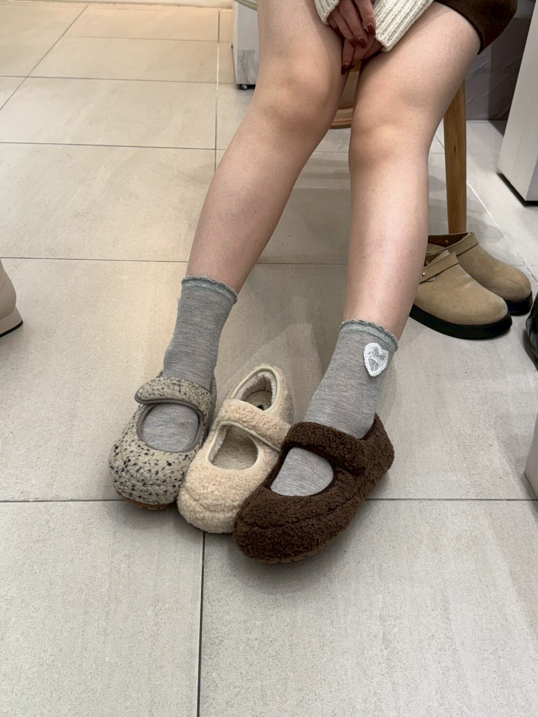 SH5215 絨毛防滑底瑪麗珍鞋 *足碼*