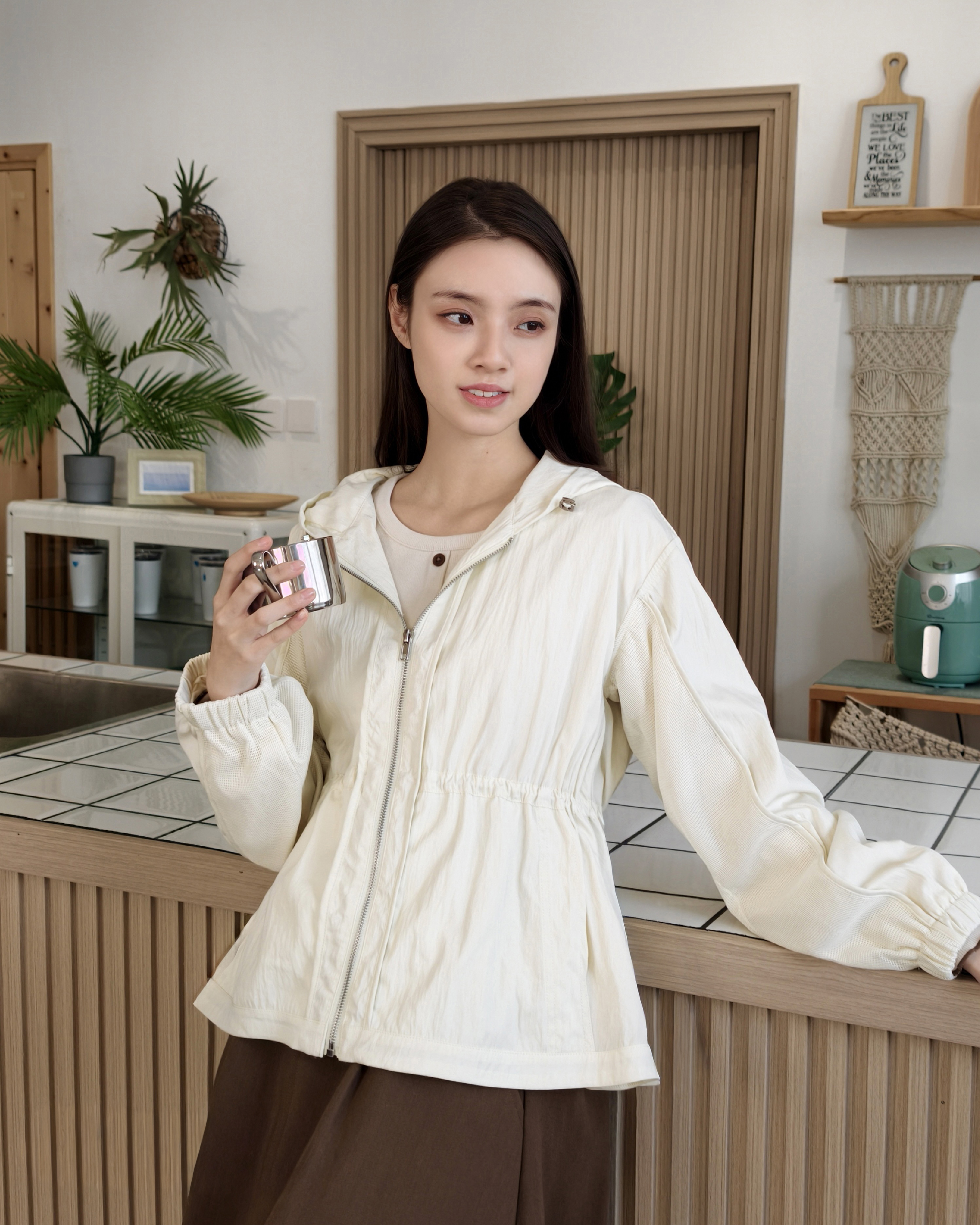 束繩拉鏈風衣 JK0177