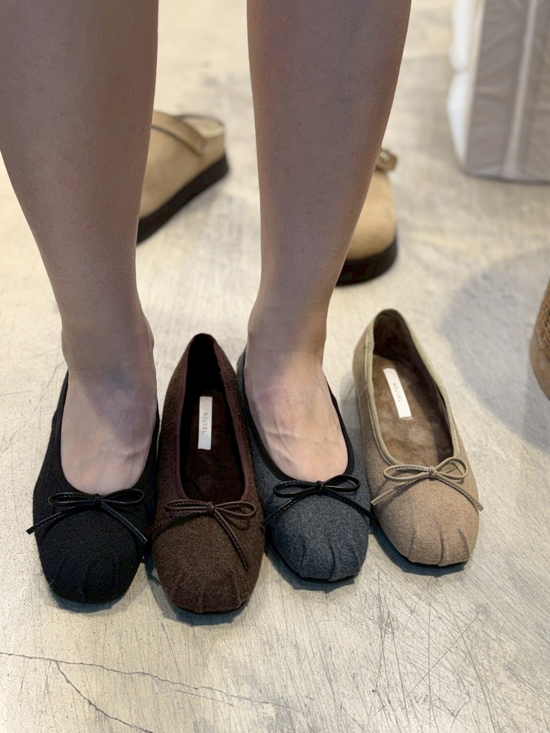 SH5218 絨面蝴蝶結平底芭蕾舞鞋 *買大一碼*